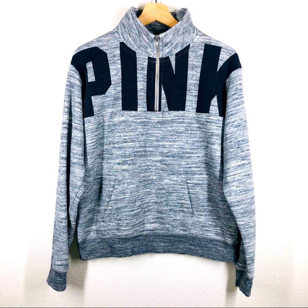 Pink by Victoria Secret Campus Quarter Zip Pullover Sweatshirt XS EUC